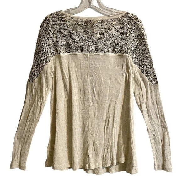 Anthropologie Meadow Rue Clorinde Crochet Knit Top Size XS Beige Linen T… - Picture 4 of 12